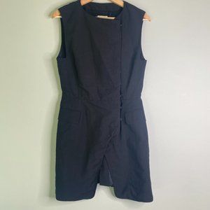 Dries Van Noten Asymmetrical Black Linen Blend Tunic Vest Size 36 Minimalist